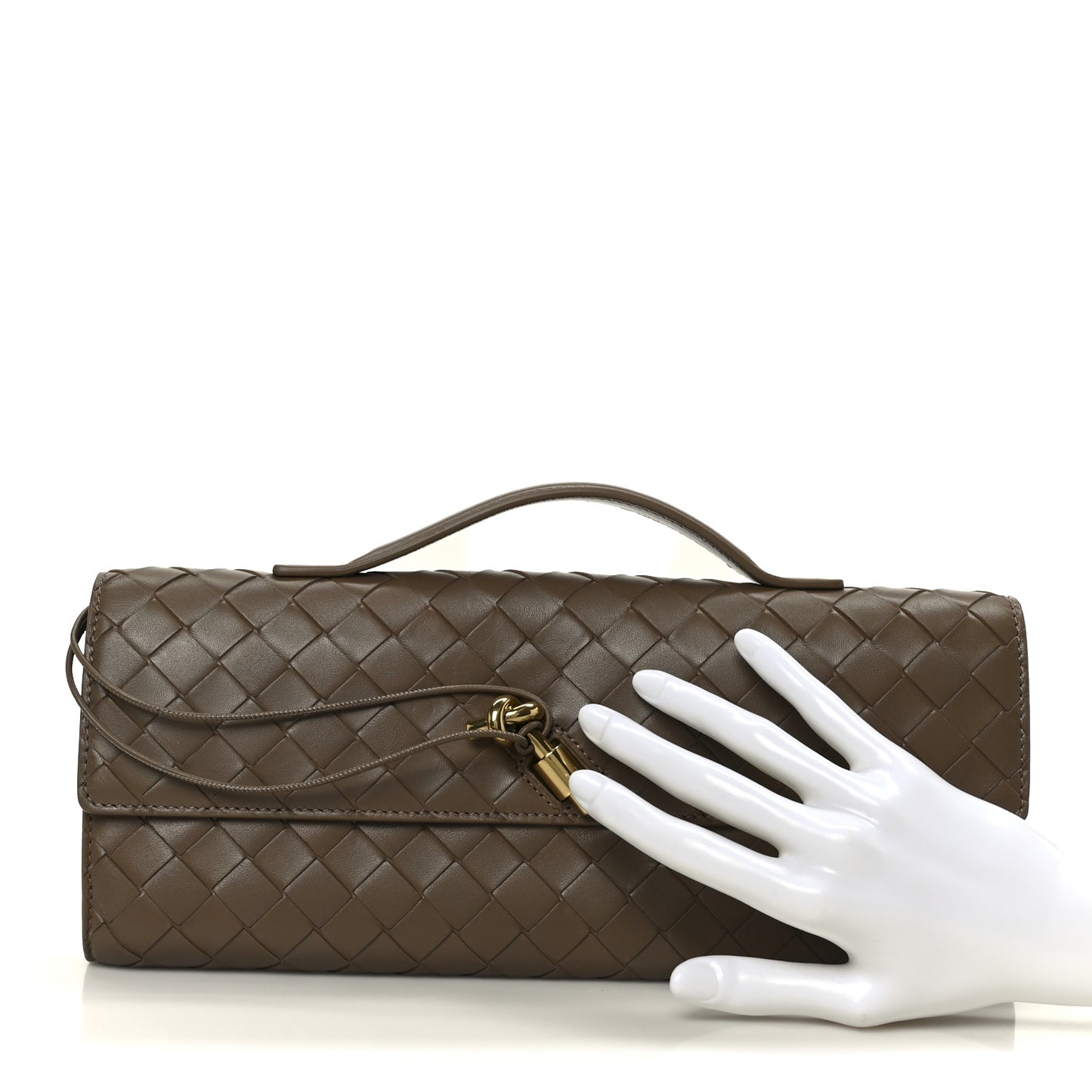 Nappa Intrecciato Long Andiamo Top Handle Clutch Pinecone