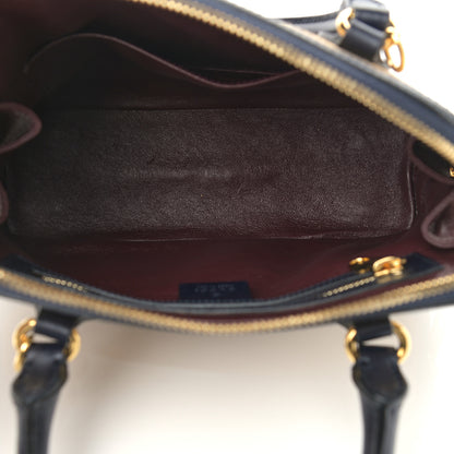 Gucci Vintage Rice Canvas Plutone Calfskin Small Horsebit 1955 Top Handle Bag Beige Blue 5 of 10
