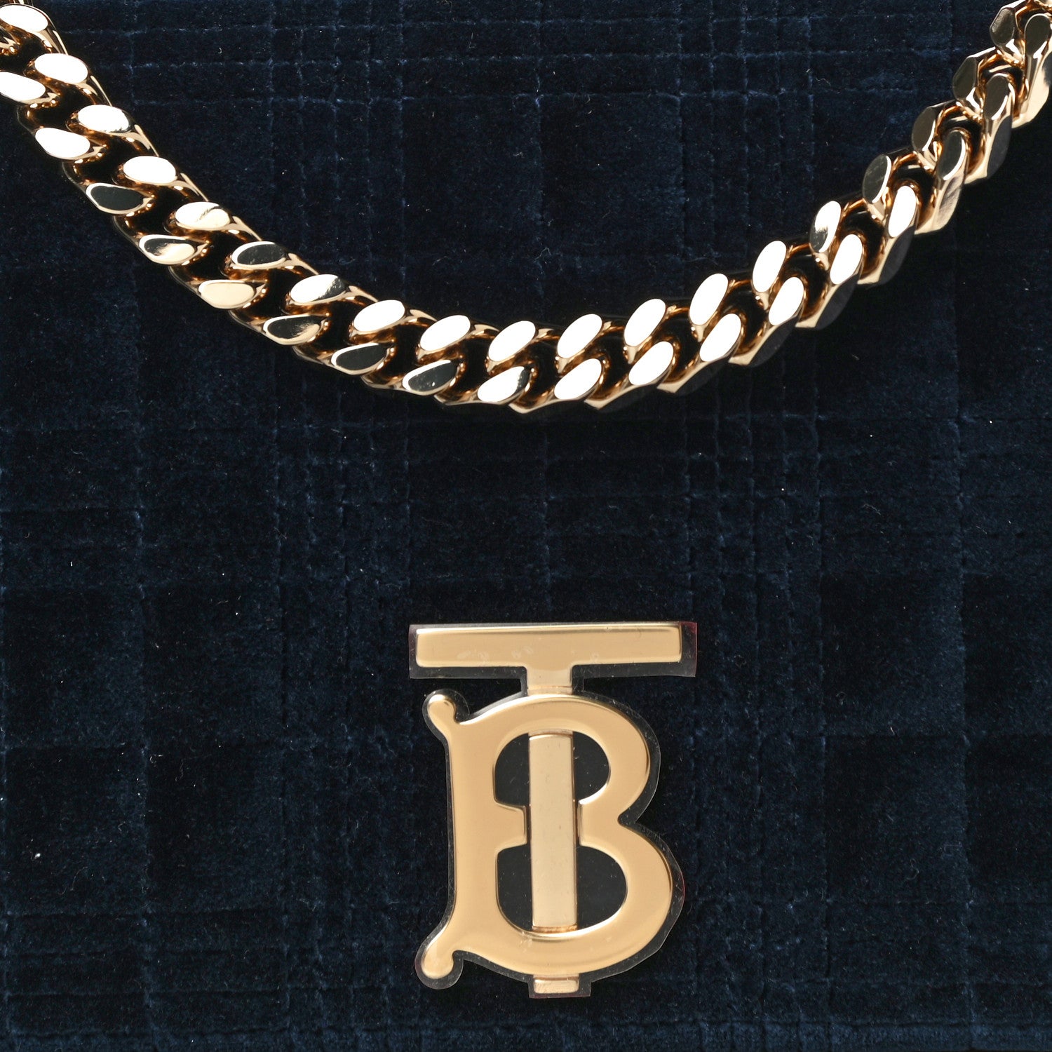 Burberry Velvet Quilted Small Lola Bag Navy 6 of 8
