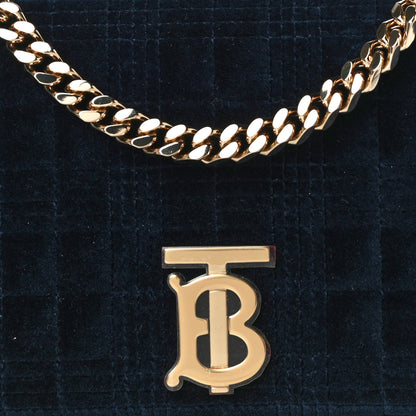Burberry Velvet Quilted Small Lola Bag Navy 6 of 8