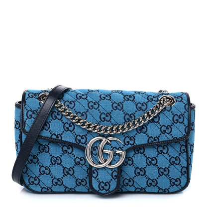 Gucci Monogram Multicolor Matelasse Diagonal Small GG Marmont Shoulder Bag Light Blue 1 of 7