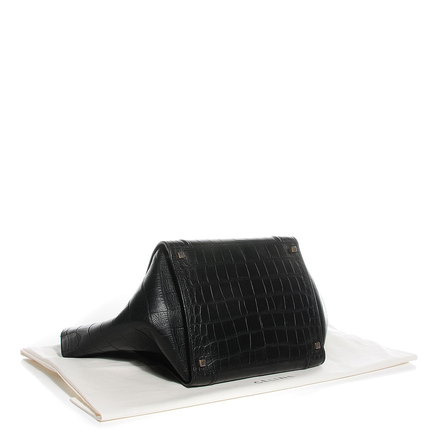 Crocodile Embossed Calfskin Medium Phantom Luggage Black
