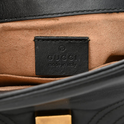 Gucci Calfskin Matelasse Mini GG Marmont Top Handle Shoulder Bag Black 6 of 17