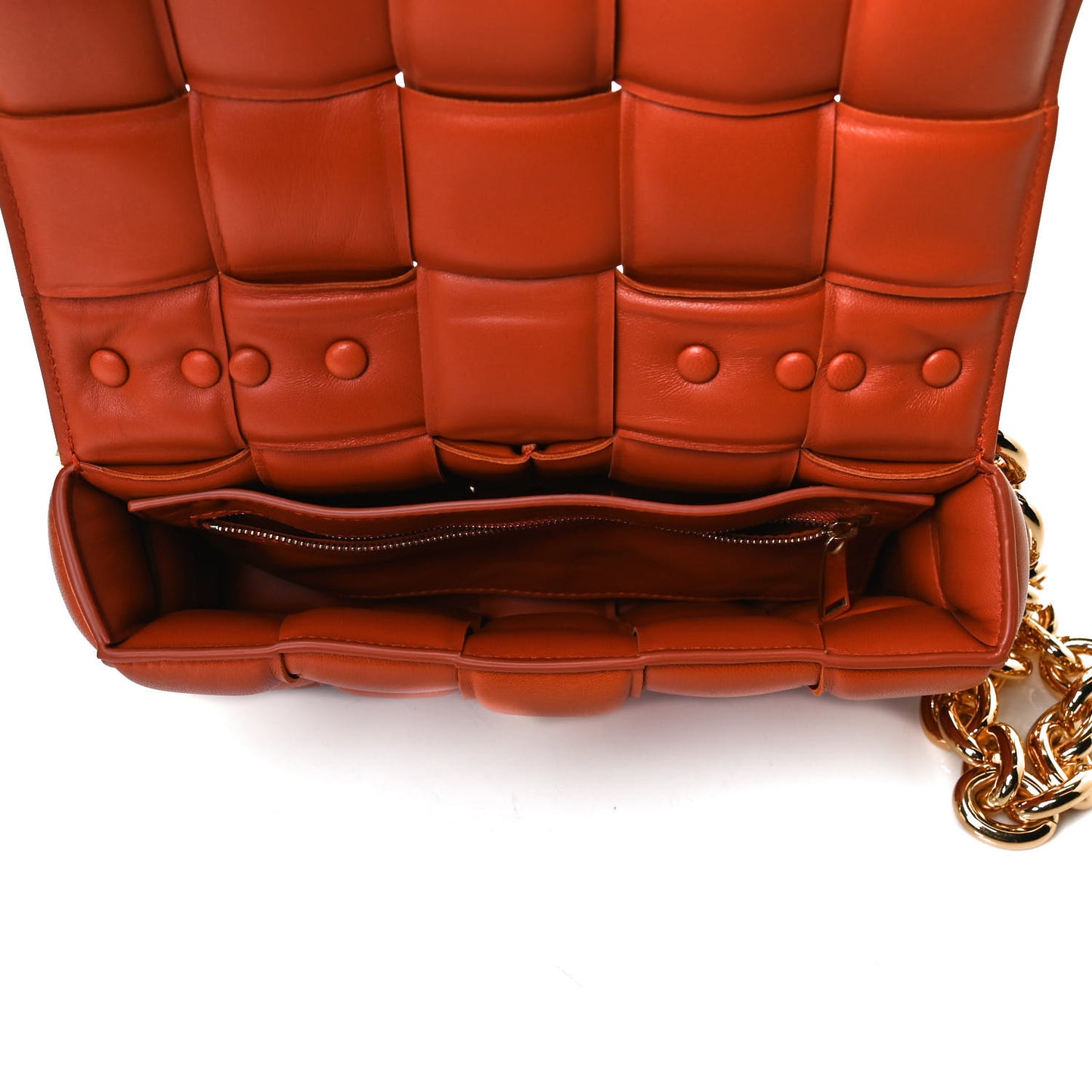 Lambskin Maxi Intreccio Padded Chain Cassette Crossbody Bag Maple