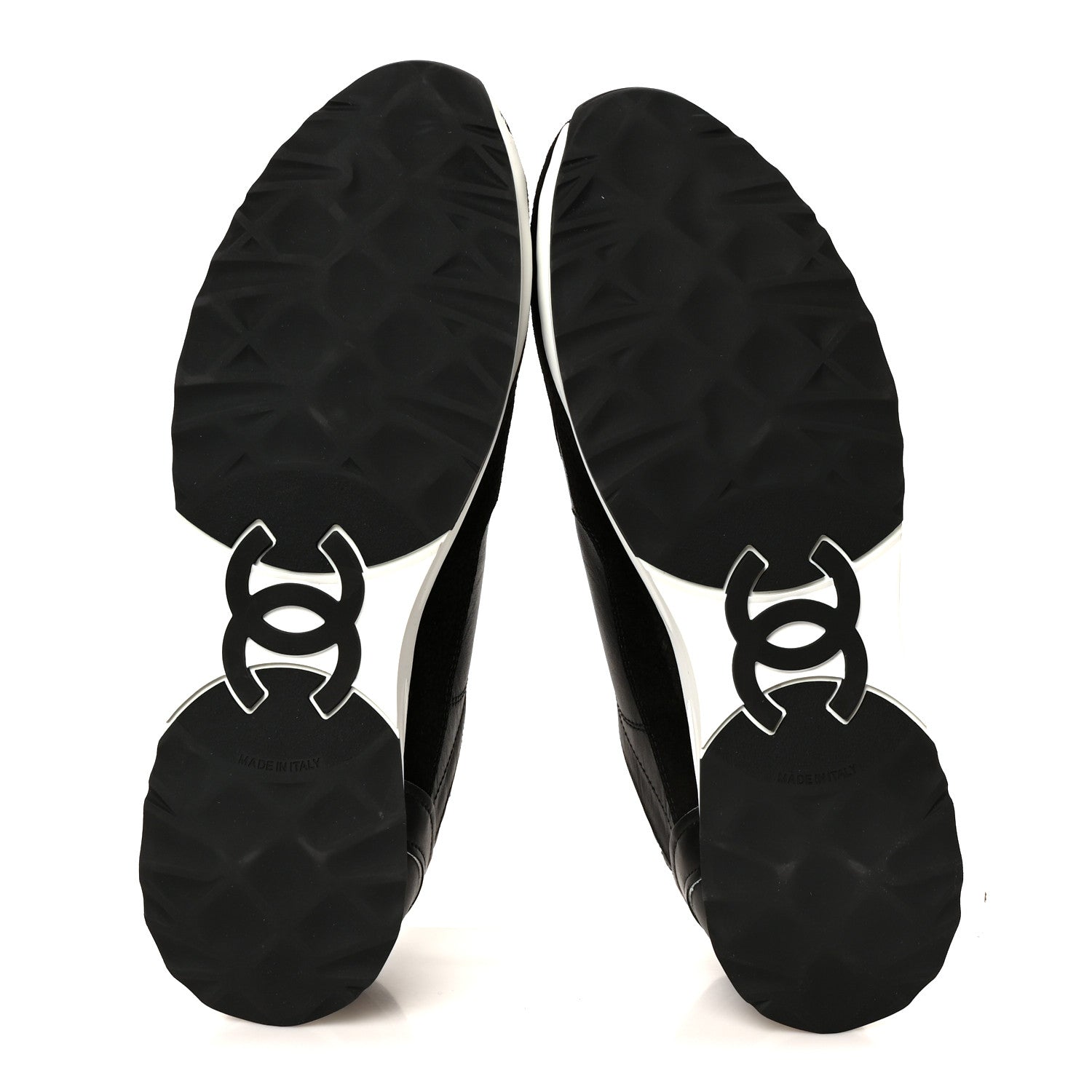 Chanel Calfskin Suede CC Womens Sneakers 41 Black White 6 of 10
