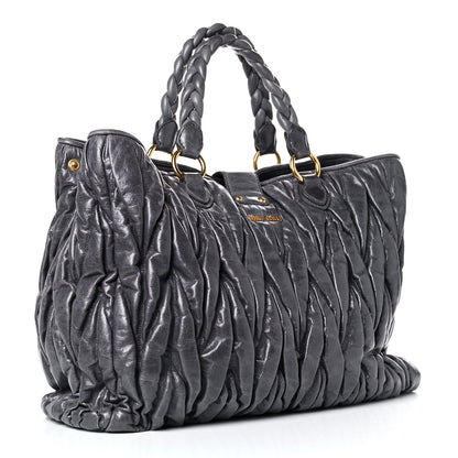 Miu Miu Nappa Matelasse Shopping Tote Prugna 3 of 27
