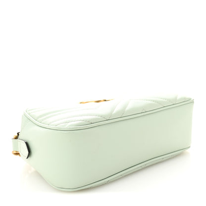 Gucci Calfskin Matelasse Small GG Marmont Chain Shoulder Bag Salvy Green 4 of 12