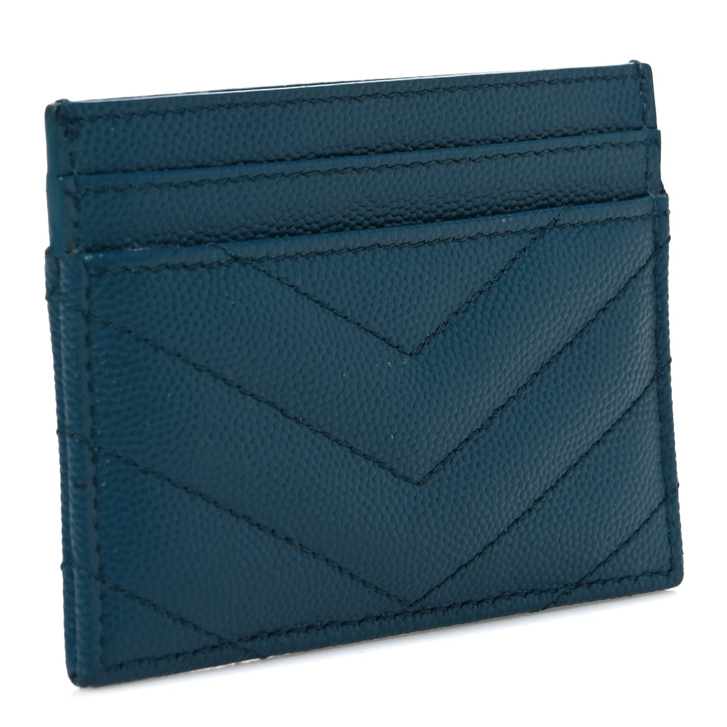 Grain De Poudre Matelasse Chevron Monogram Credit Card Case Peacock Green