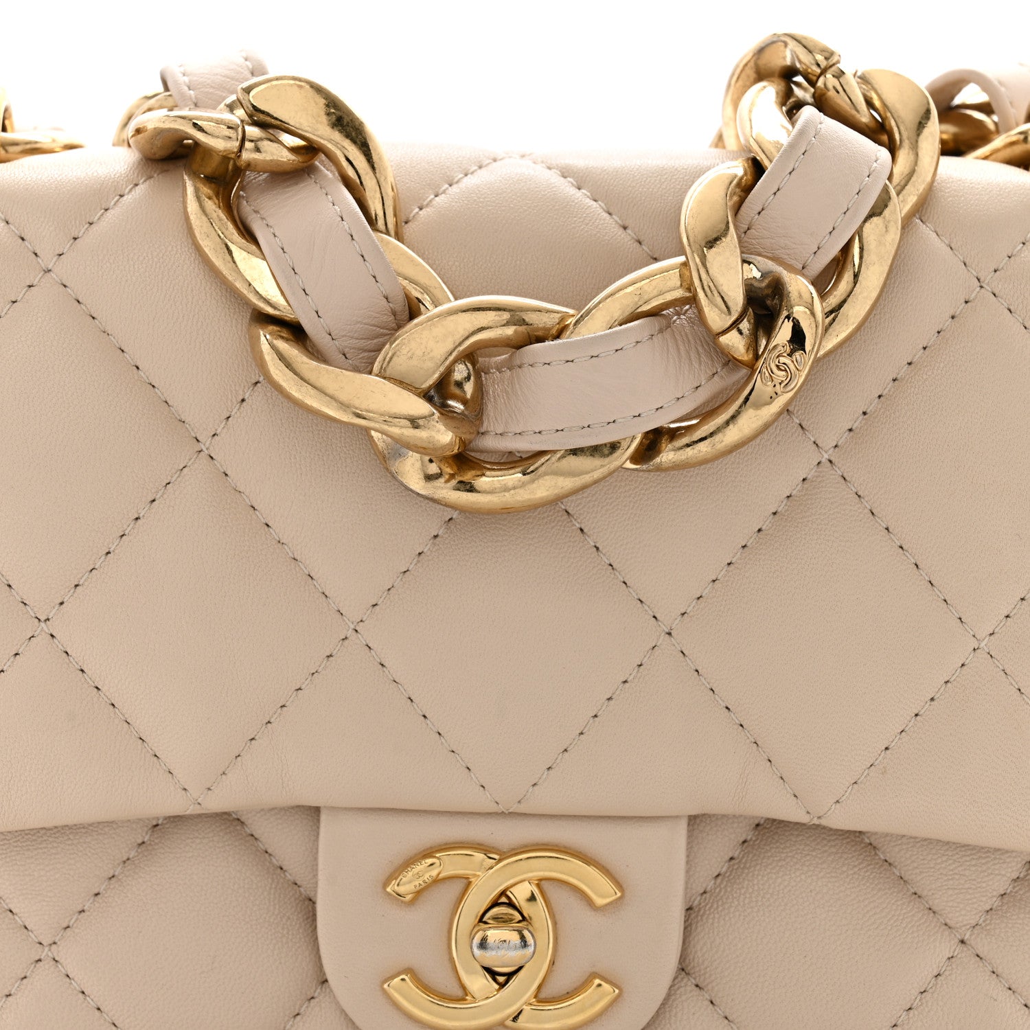 Chanel Lambskin Quilted Small CC Funky Town Flap Beige 8 of 12