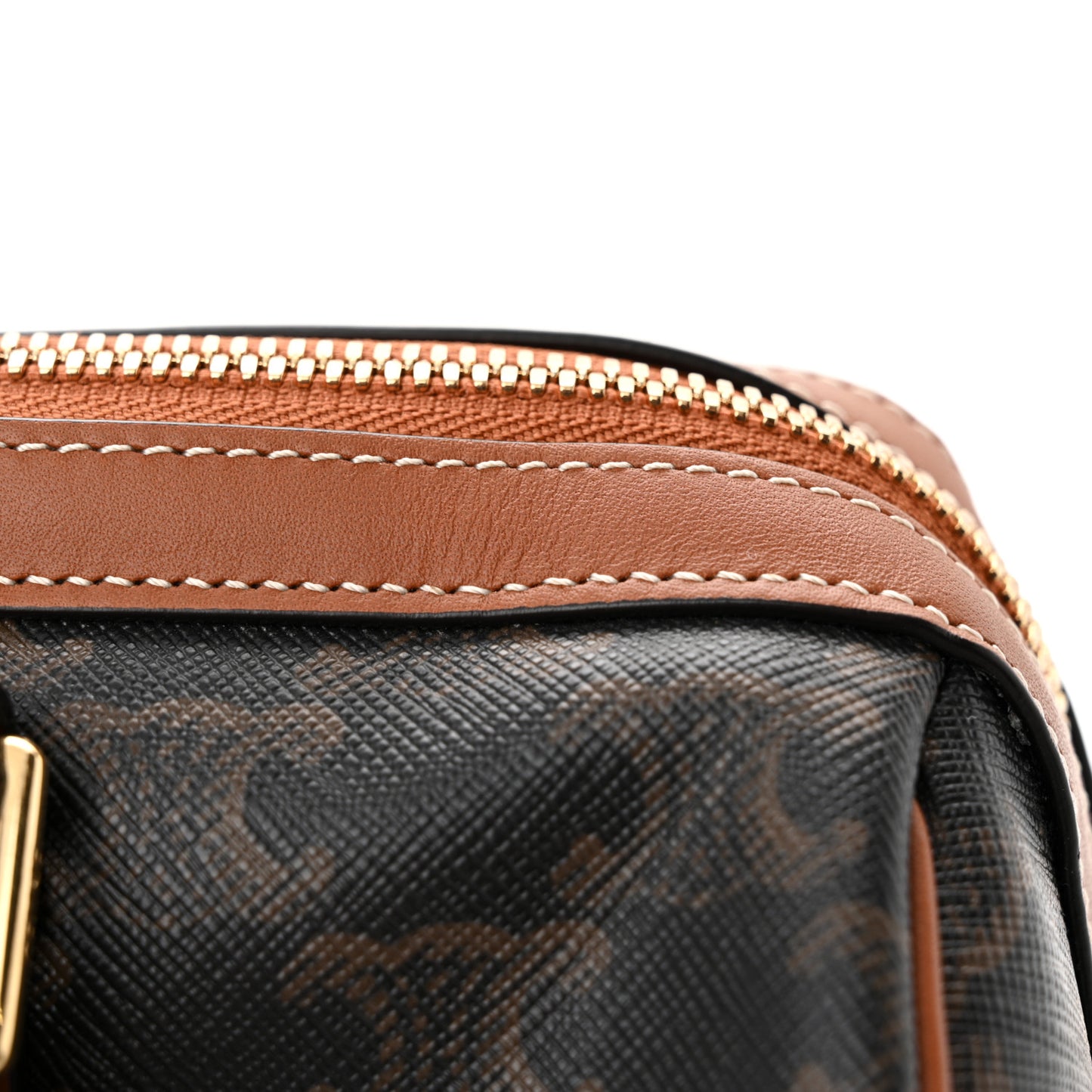 Triomphe Canvas Calfskin Boston Bag Tan