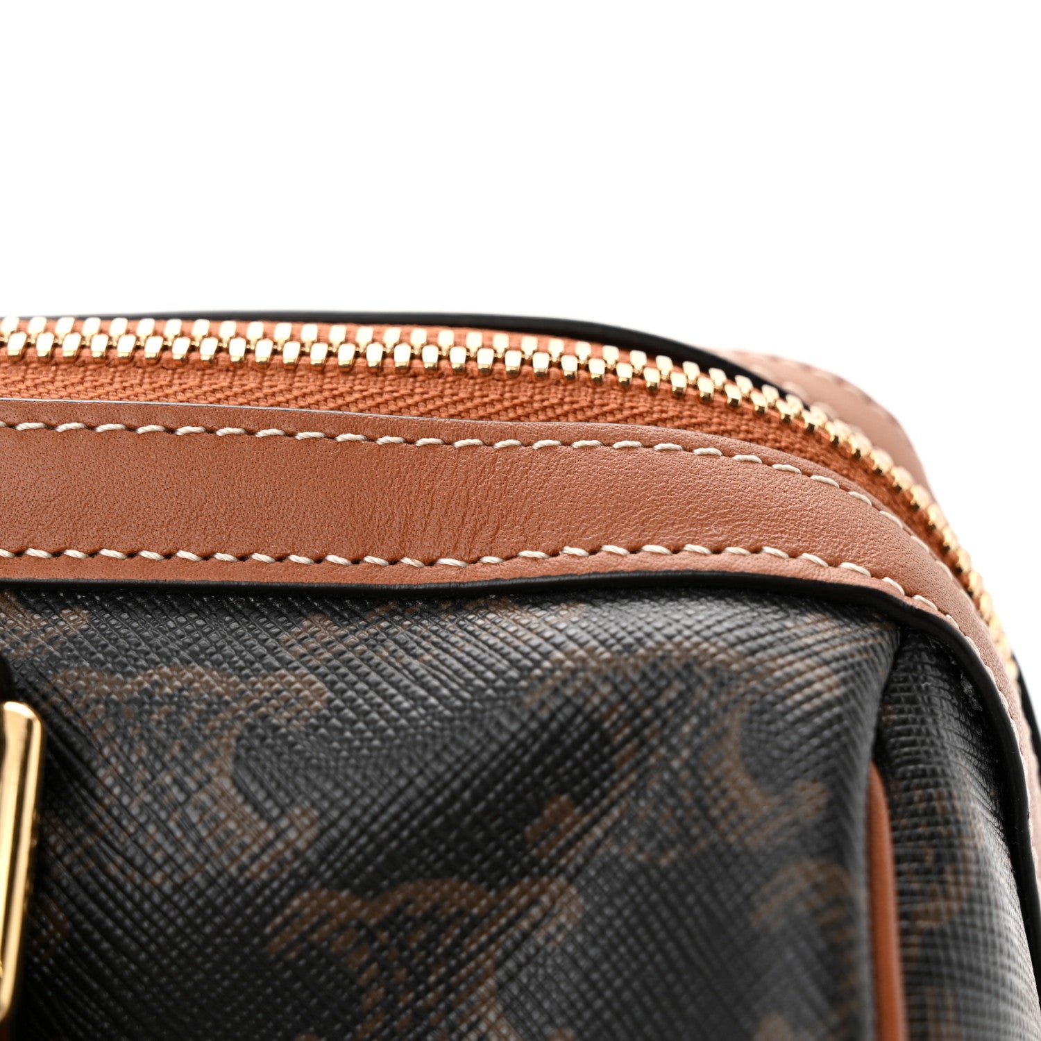 Celine Triomphe Canvas Calfskin Boston Bag Tan 12 of 16