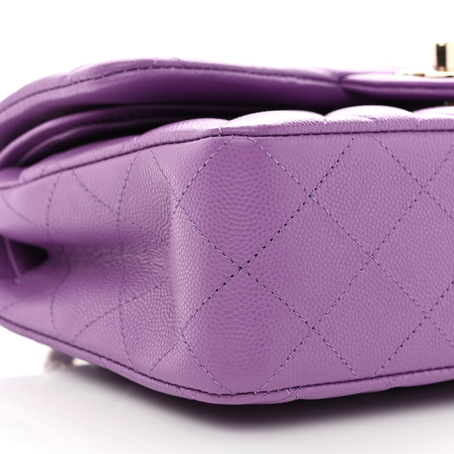 Caviar Quilted Small Double Flap Purple