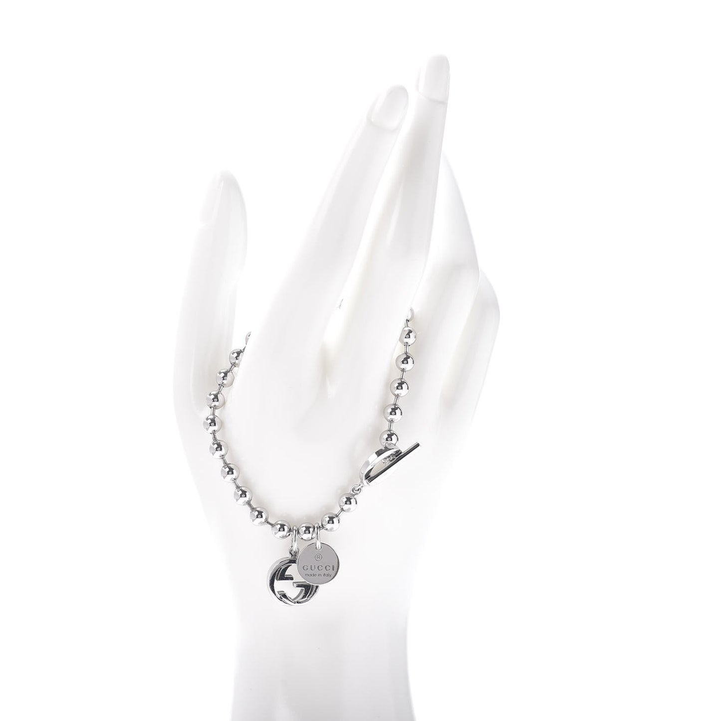 Sterling Silver Boule Bead Charm Toggle Bracelet