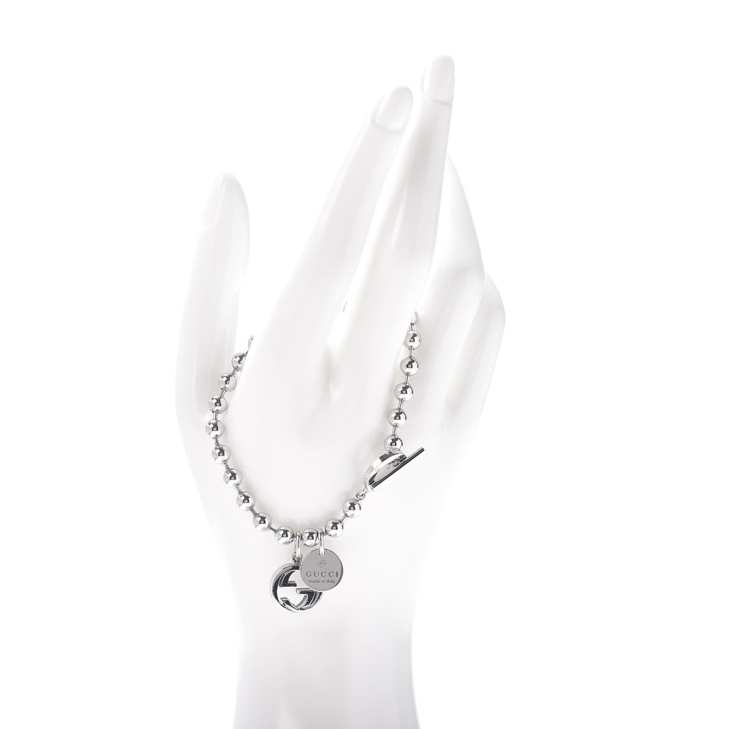 Gucci Sterling Silver Boule Bead Charm Toggle Bracelet 2 of 4