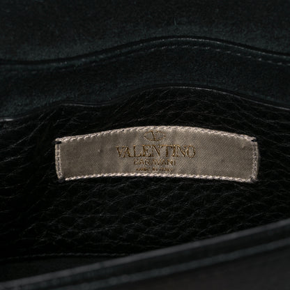 Valentino Garavani Pebbled Calfskin Rockstud Rolling Flip Lock Crossbody Bag Black 6 of 14