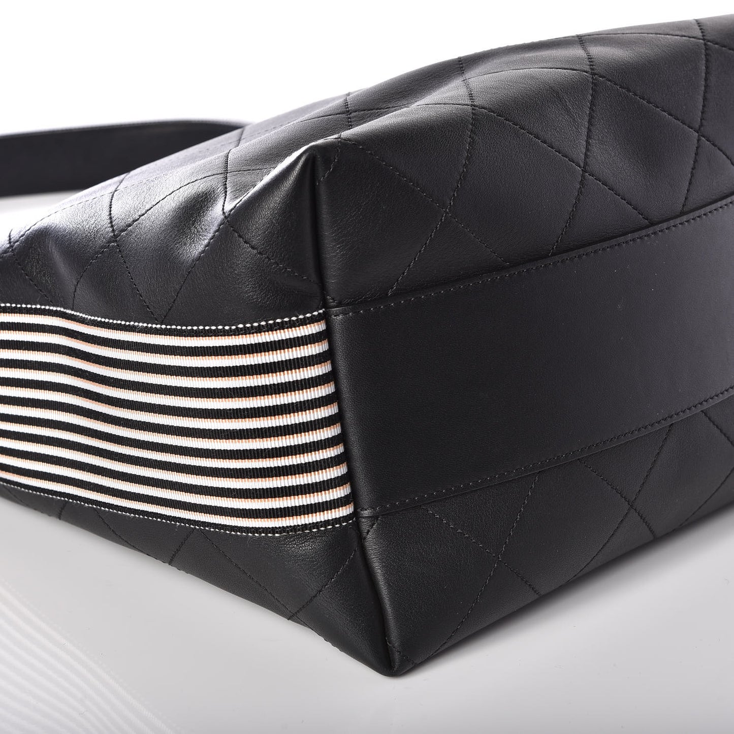 Calfskin Stitched Large Button Up Hobo Black