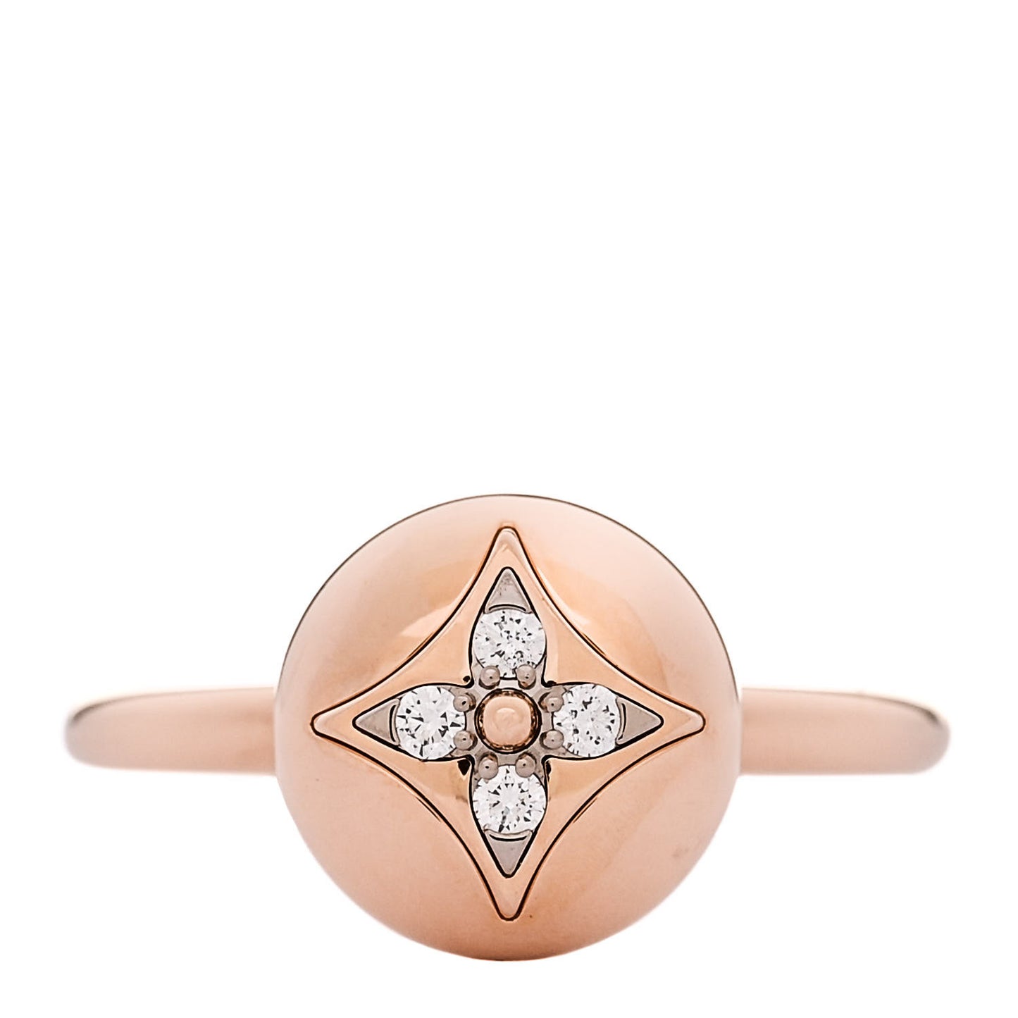 18K Rose White Gold Diamond B Blossom Ring 53 6.5