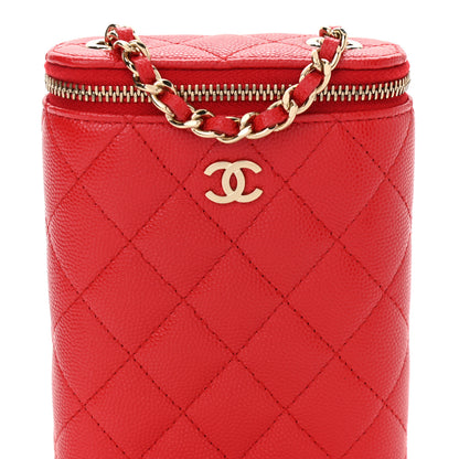 Chanel Caviar Quilted Small Vertical Coco Beauty Vanity Case With Chain Red 8 of 10