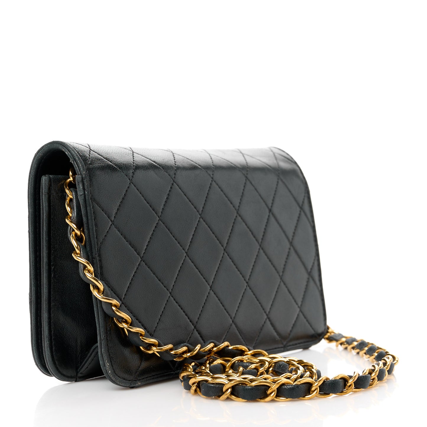 Lambskin Quilted Small Single Flap Black