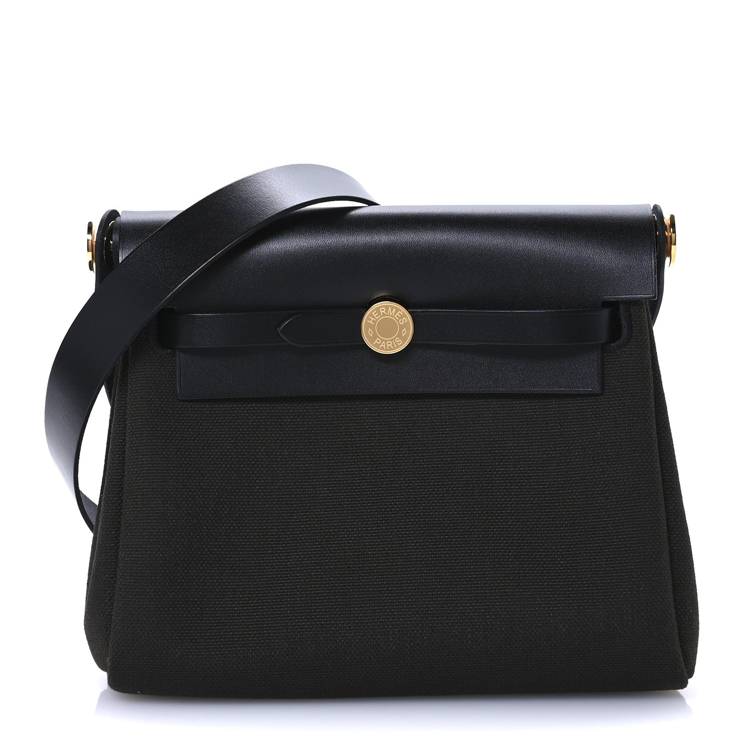Hermes Military Toile Vache Hunter Herbag Zip Retourne 20 Dark Bronze Black 1 of 10