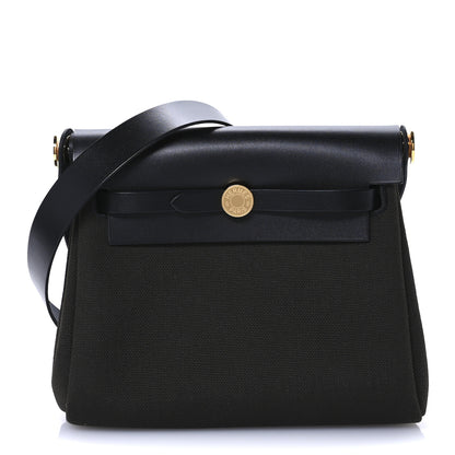 Hermes Military Toile Vache Hunter Herbag Zip Retourne 20 Dark Bronze Black 1 of 10
