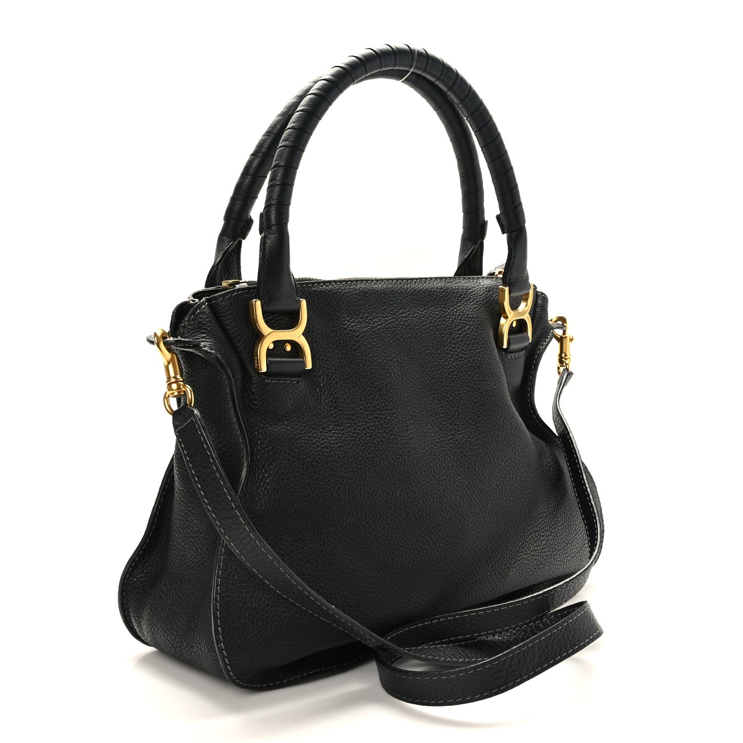 Calfskin Medium Marcie Satchel Black