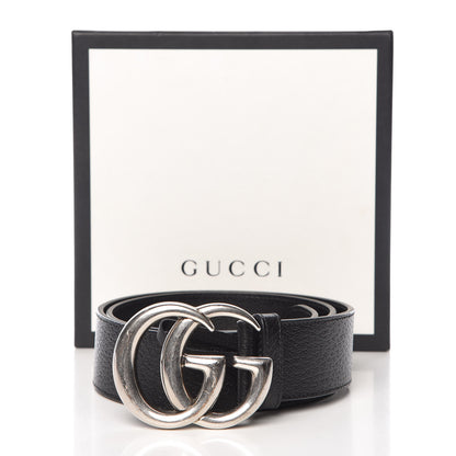 Gucci Textured Dollar Calfskin Nickel Double G 40mm Belt 80 32 Black 9 of 9