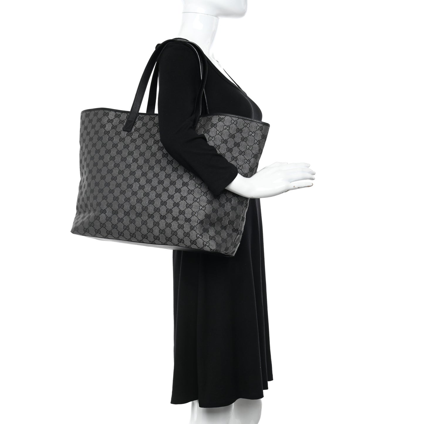 Metallic Monogram Large Tote Black