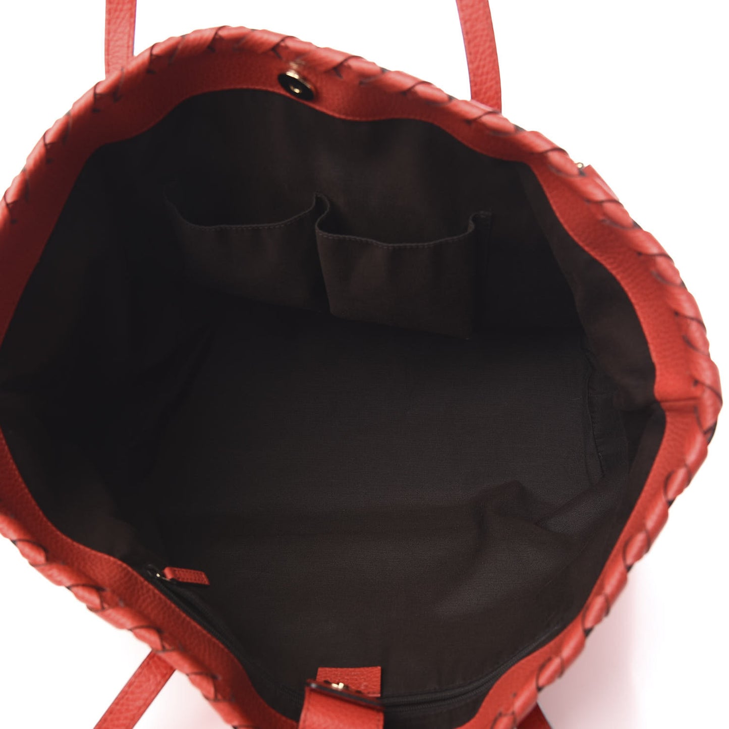 Pebbled Calfskin Bamboo Tassel Tote Red