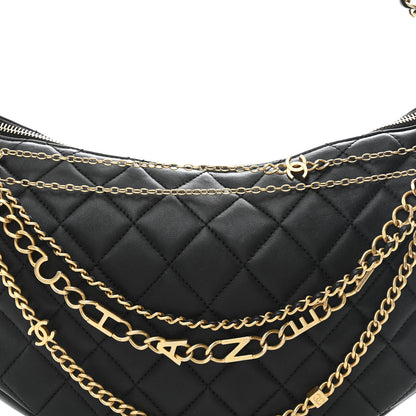 Chanel Lambskin Quilted All About Chains Hobo Black 8 of 10