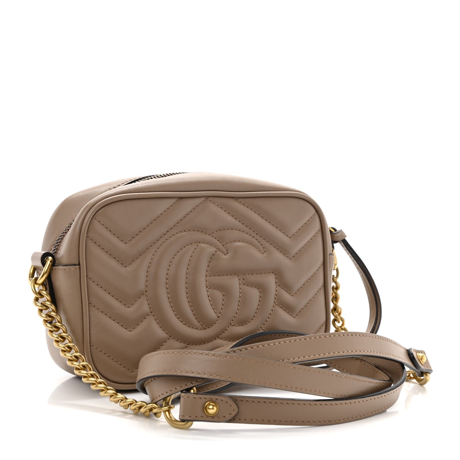 Gucci Calfskin Matelasse Mini GG Marmont Chain Shoulder Bag Porcelain Rose 3 of 11