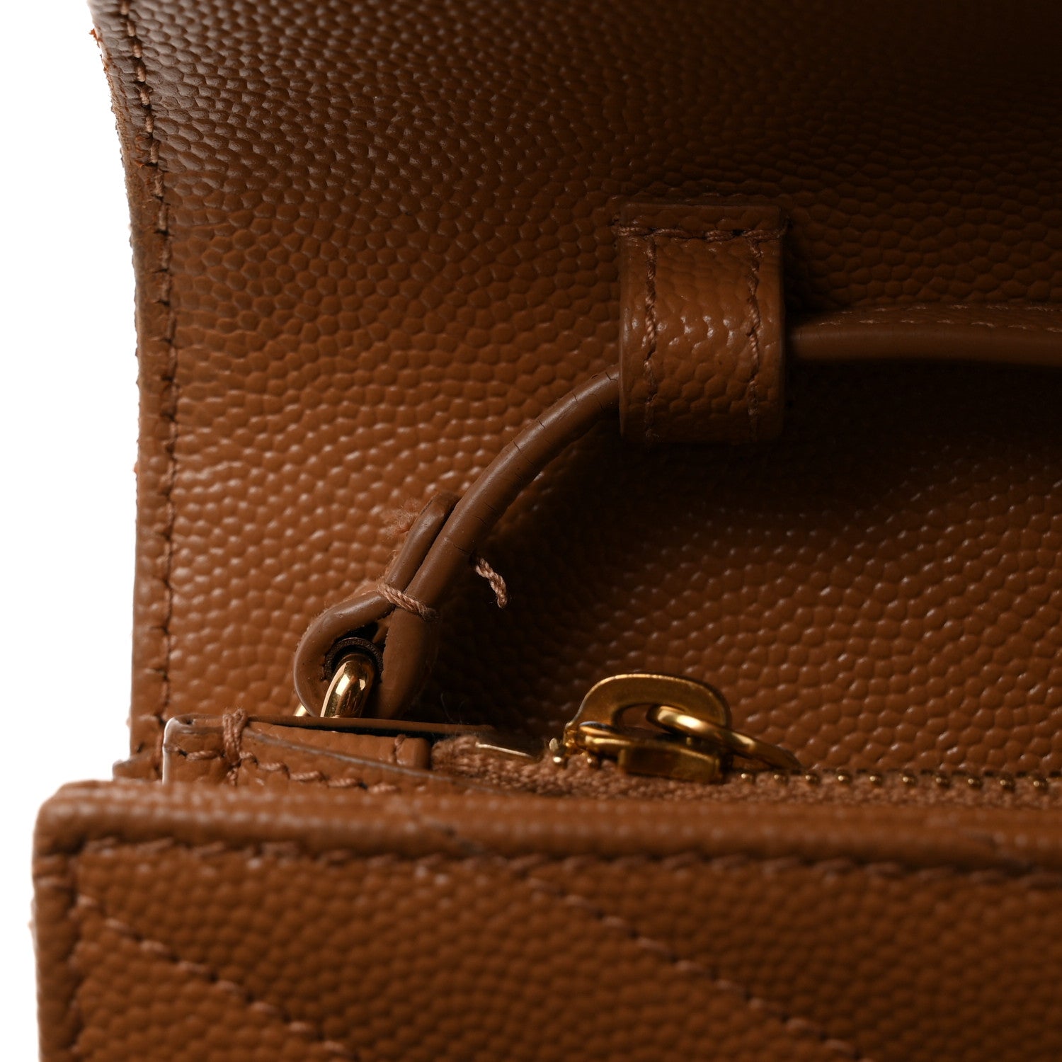 Saint Laurent Grain De Poudre Matelasse Chevron Monogram Chain Wallet Natural Dark 12 of 12
