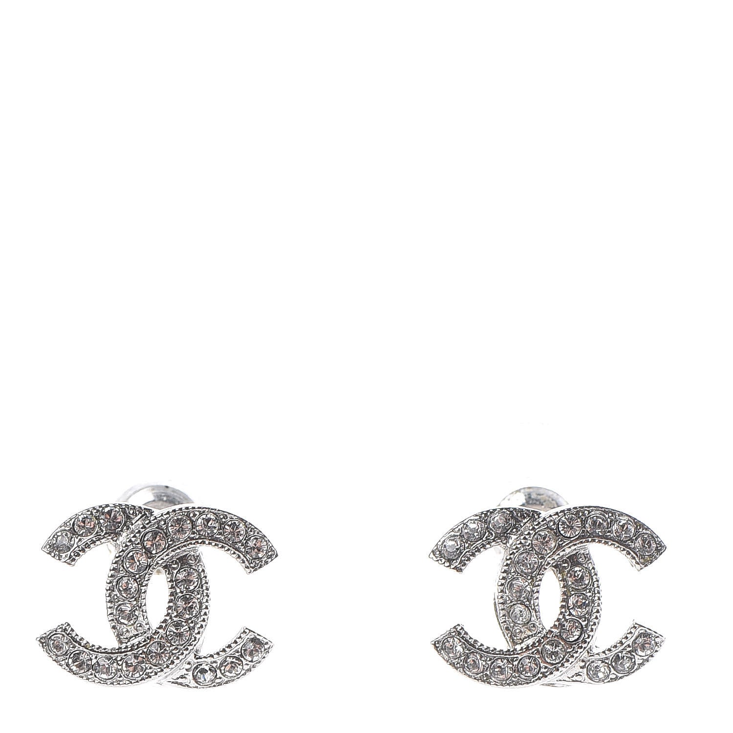 Chanel Crystal CC Earrings Silver 1 of 5