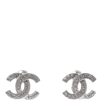 Chanel Crystal CC Earrings Silver 1 of 5