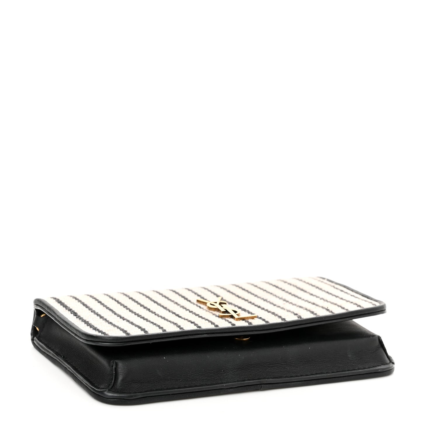 Canvas Striped Phone Holder Crossbody Beige Black