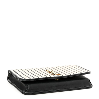 Saint Laurent Canvas Striped Phone Holder Crossbody Beige Black 4 of 11