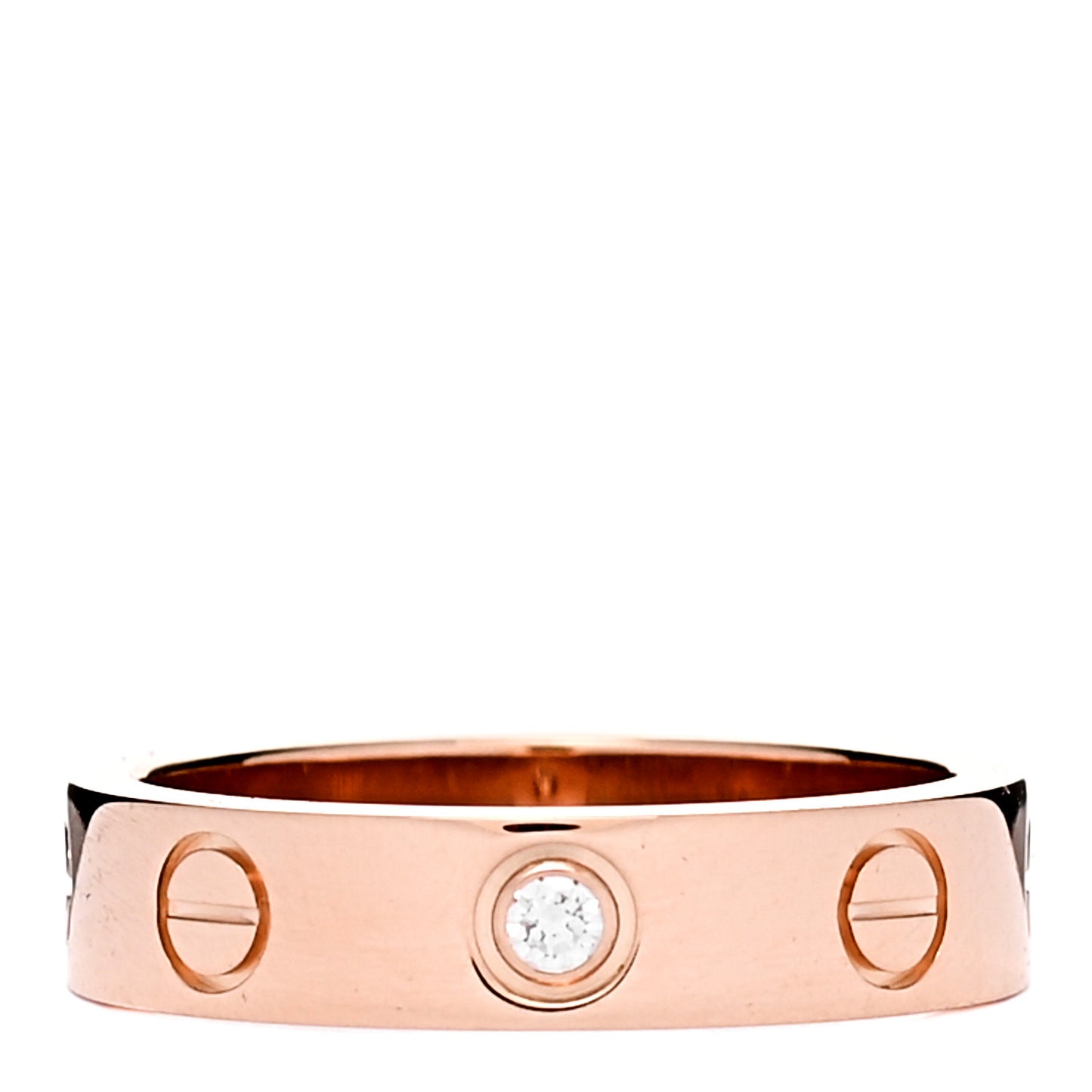 18K Pink Gold Diamond 4mm LOVE Wedding Band Ring 46 3.75