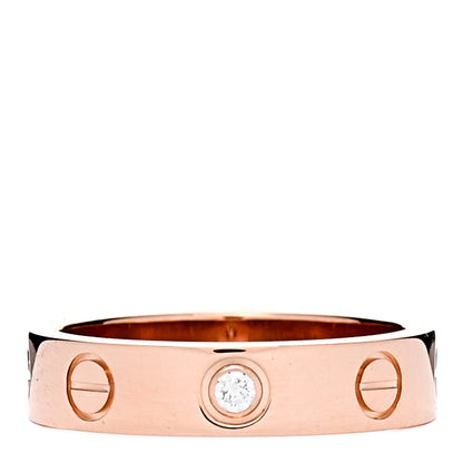 Cartier 18K Pink Gold Diamond 4mm LOVE Wedding Band Ring 46 3.75 1 of 4