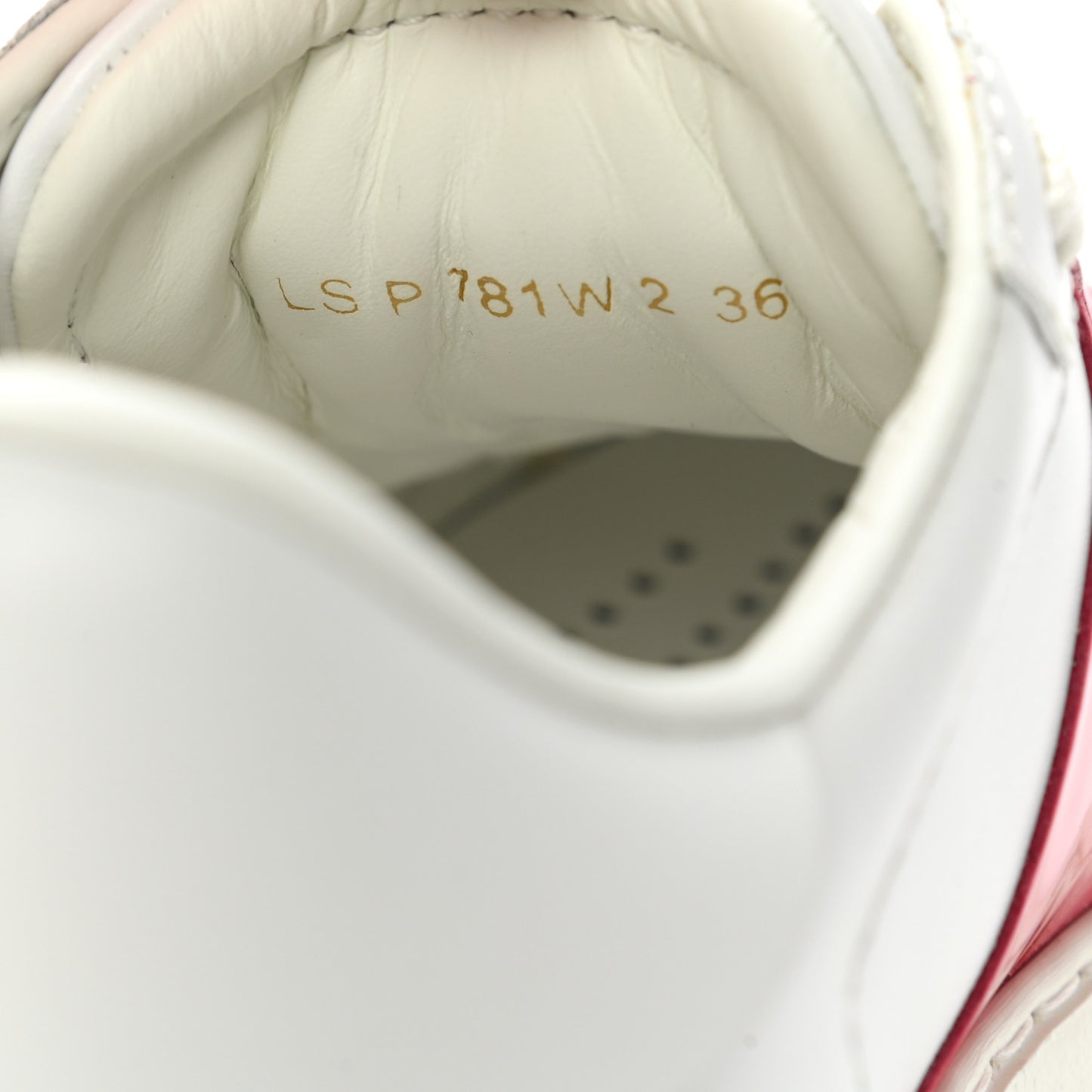 Calfskin Patent Womens Rockstud Open Sneakers 36.5 White Fuchsia