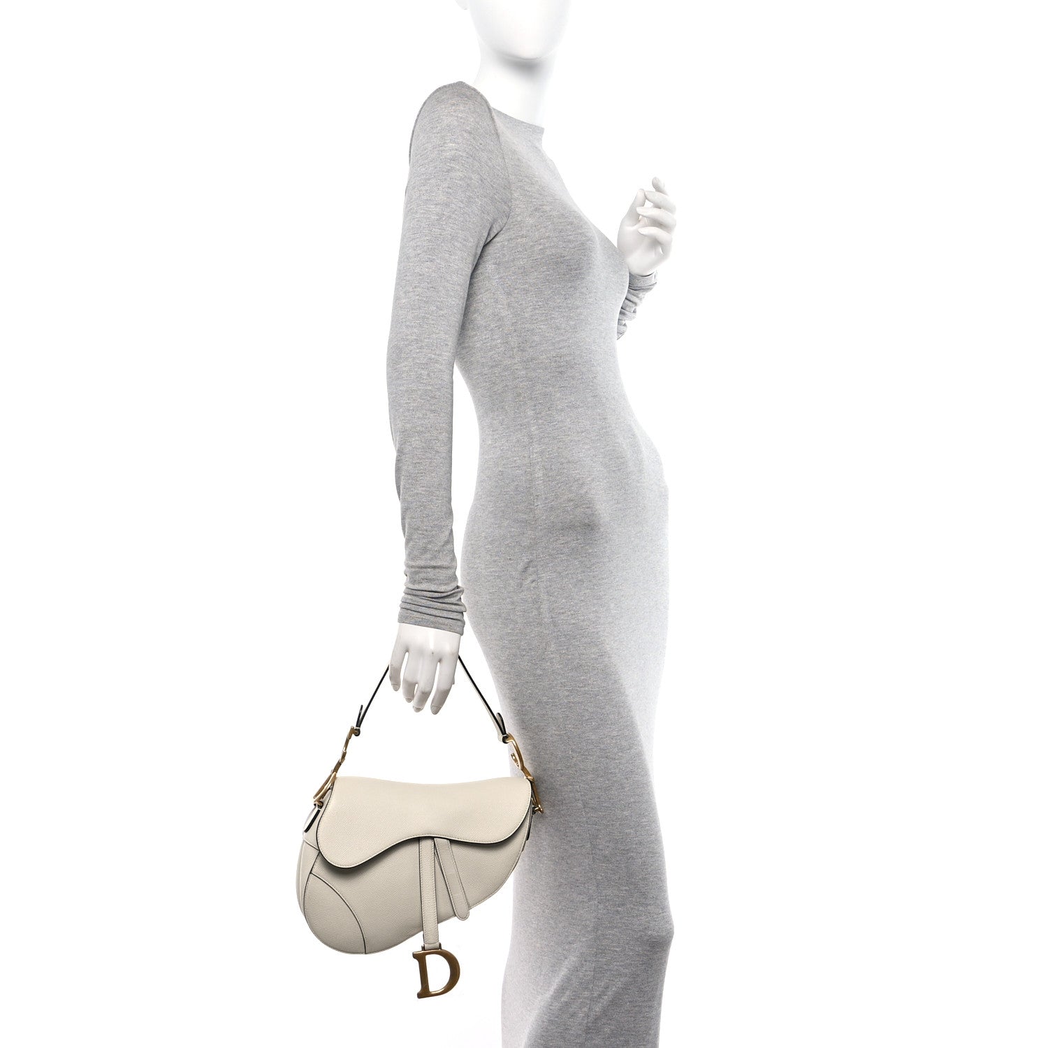 Christian Dior Grained Calfskin Saddle Bag White 2 of 10