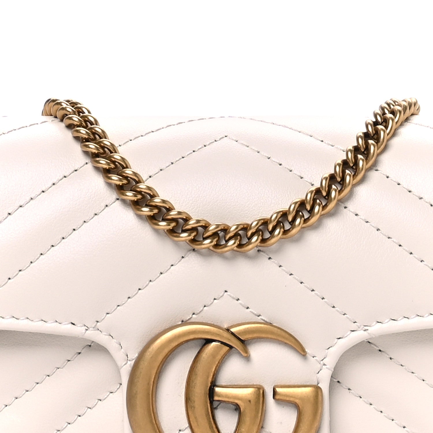 Gucci Calfskin Matelasse Super Mini GG Marmont Shoulder Bag White 8 of 11