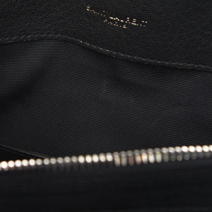 Saint Laurent Sheepskin Matelasse Chevron Monogram Large College Satchel Black 13 of 13