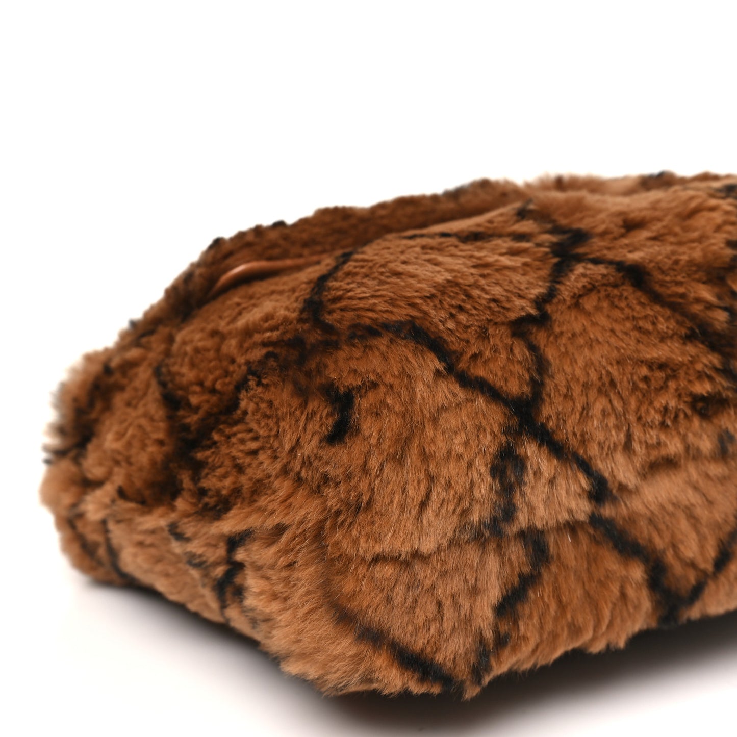 Rabbit Fur Quilted Print Flap Brown Black