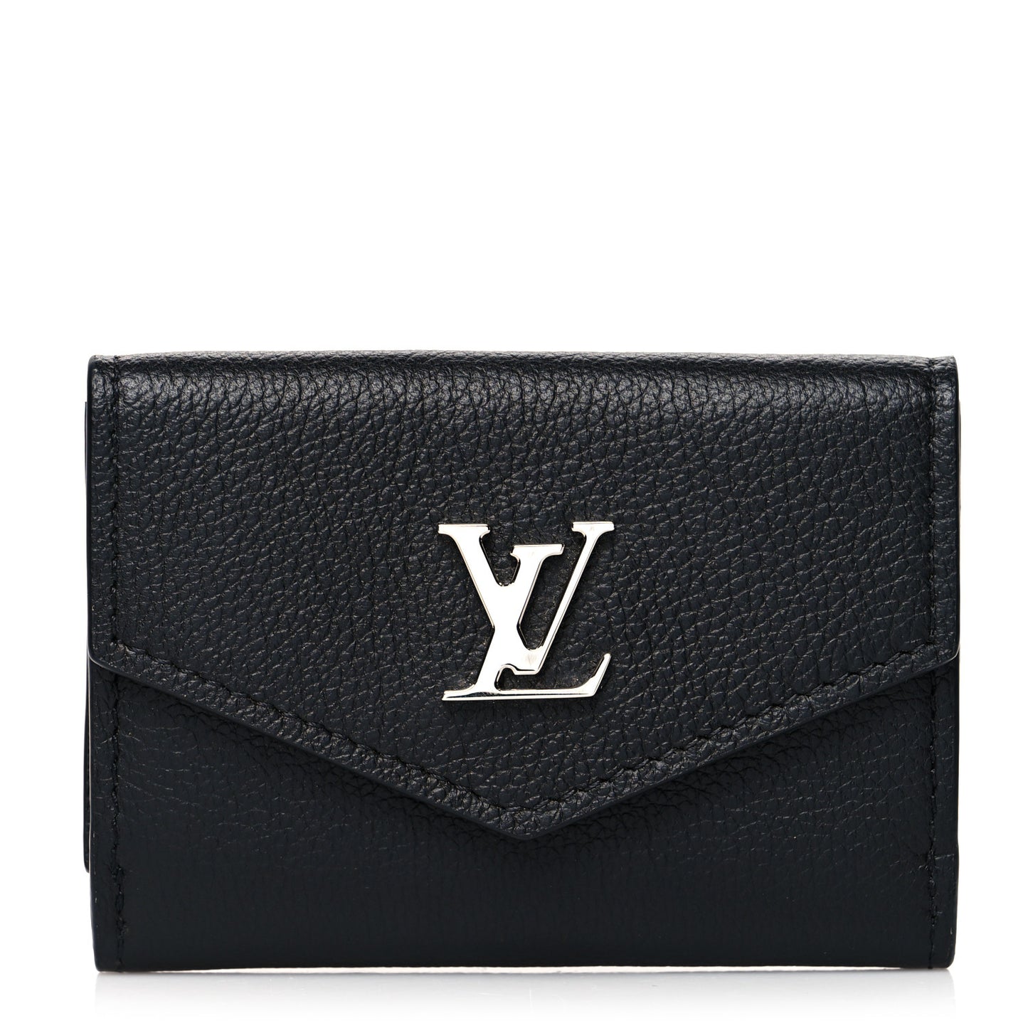 Soft Calfskin My Lockme Compact Wallet Black
