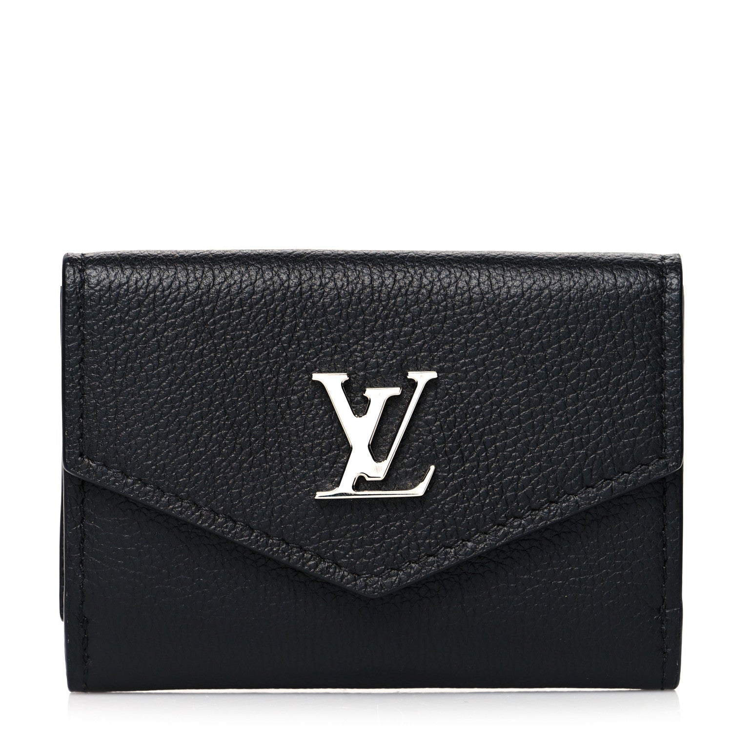 Louis Vuitton Soft Calfskin My Lockme Compact Wallet Black 1 of 9
