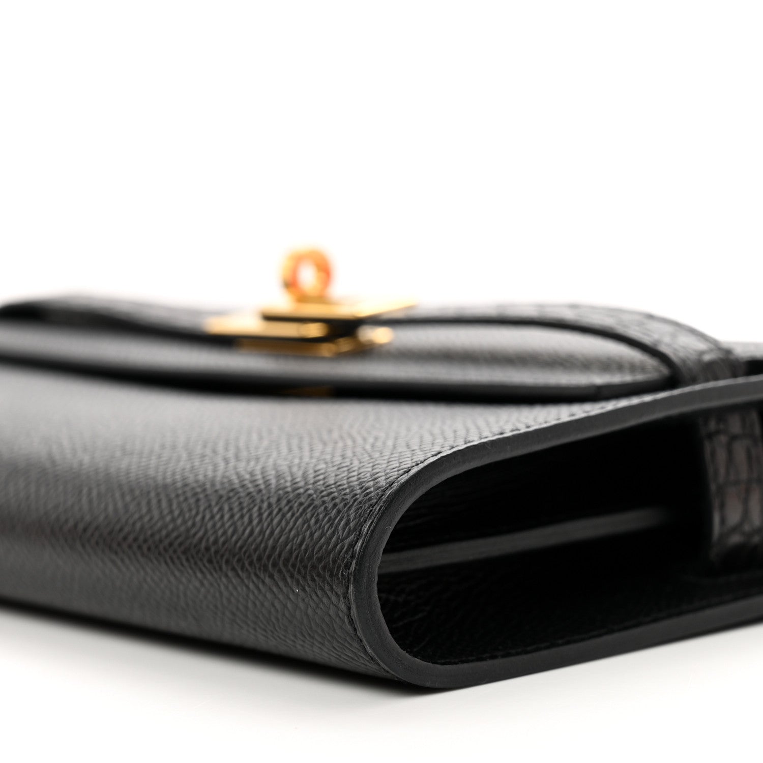 Hermes Epsom Shiny Alligator Touch Kelly Wallet To Go Black 8 of 9