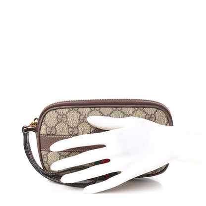 Gucci GG Supreme Monogram Ophidia Phone Case Wristlet Brown 2 of 8