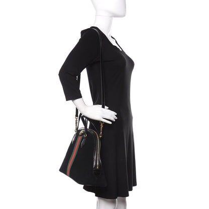 Gucci Suede Patent GG Web Medium Ophidia Top Handle Dome Bag Black 2 of 9