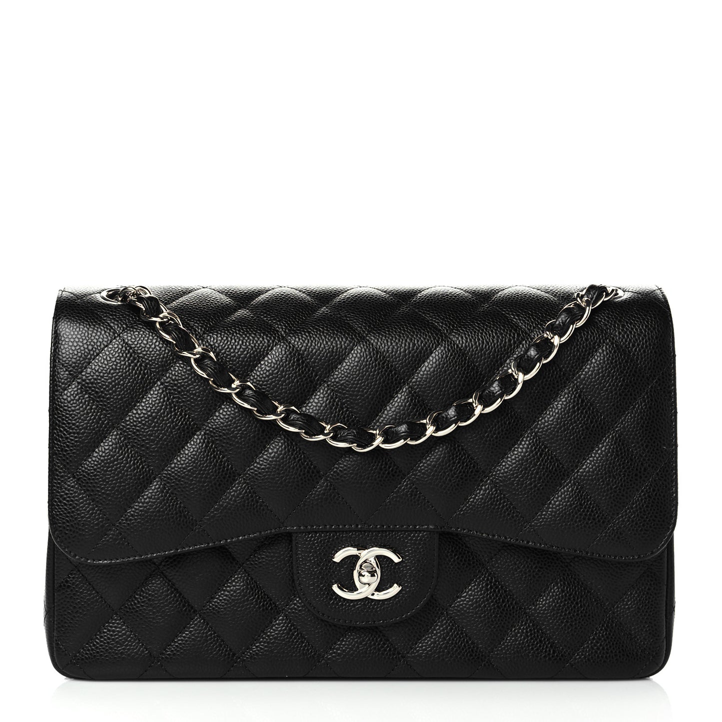Caviar Quilted Jumbo Double Flap Black