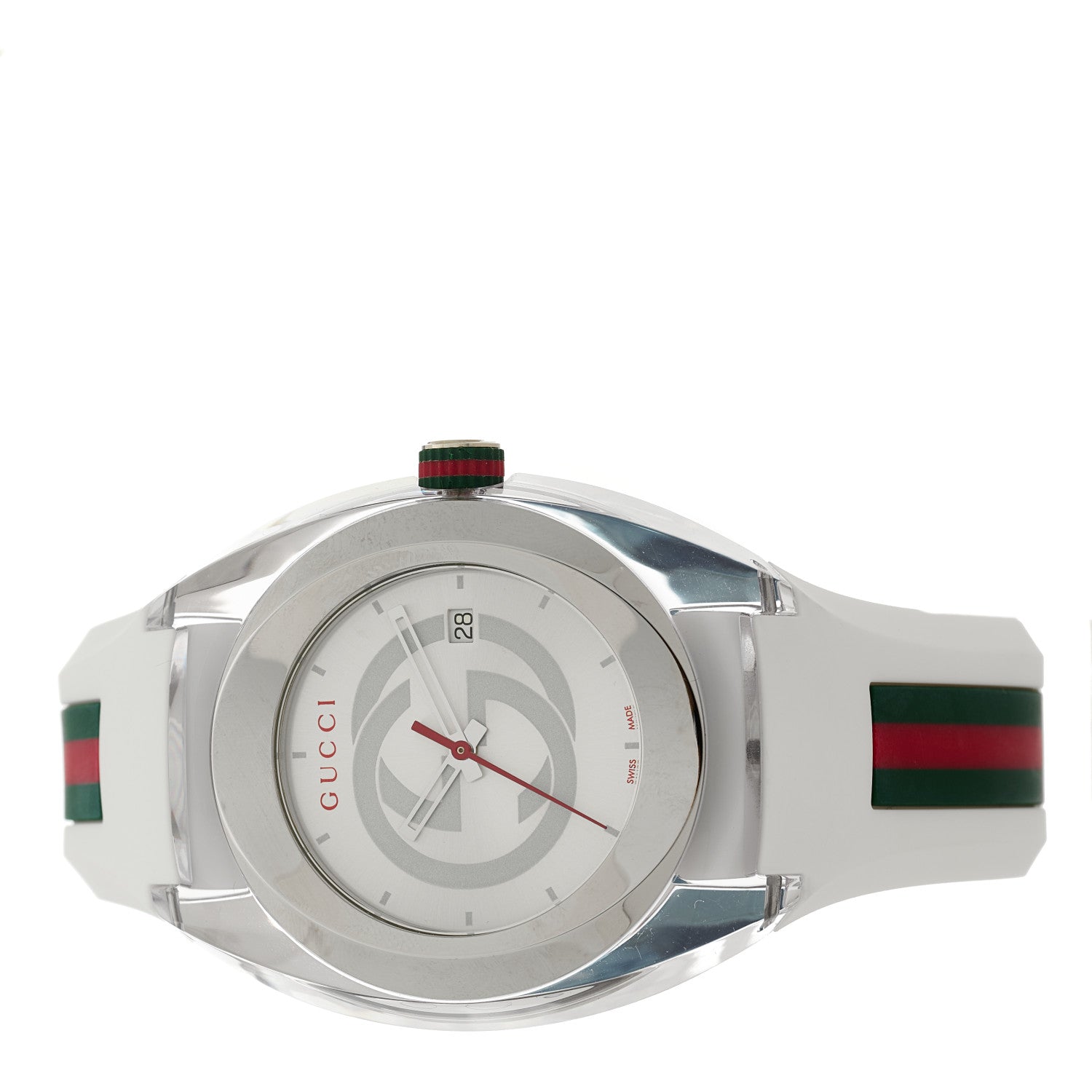 Gucci Stainless Steel Rubber 46mm Sync Web Quartz Watch White 2 of 4